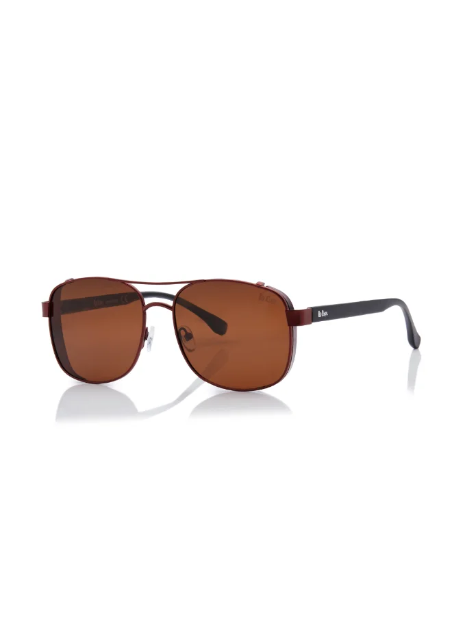Lee Cooper Polarized Sunglasses Matte Dark Red Frame Brown Mirror Lens 59mm  - LC1209C02