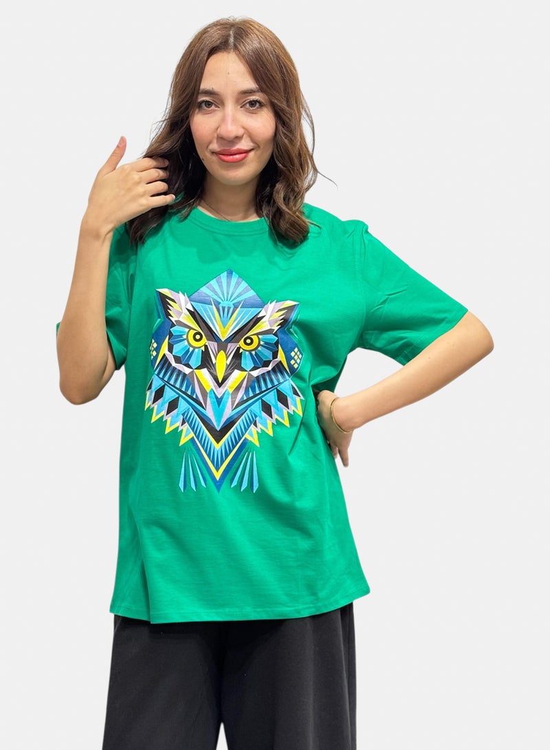 OWL T-shirt 'Owl Pharaoh' Green - Image 1