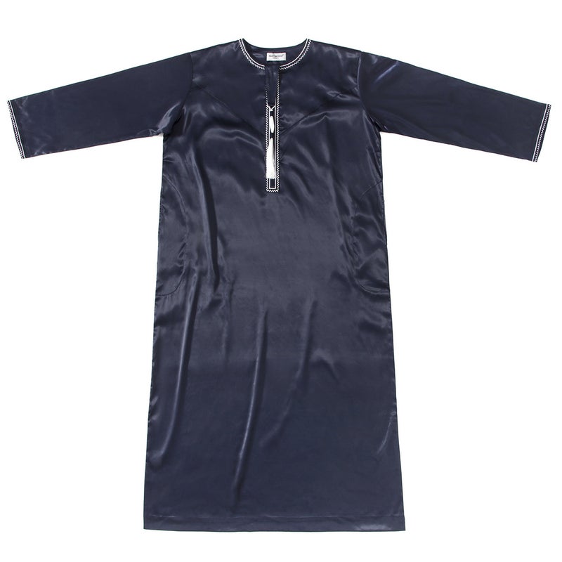 Men's Embroidered Ethnic Long Gown with Tassel Detail and Long Sleeves - Image 4