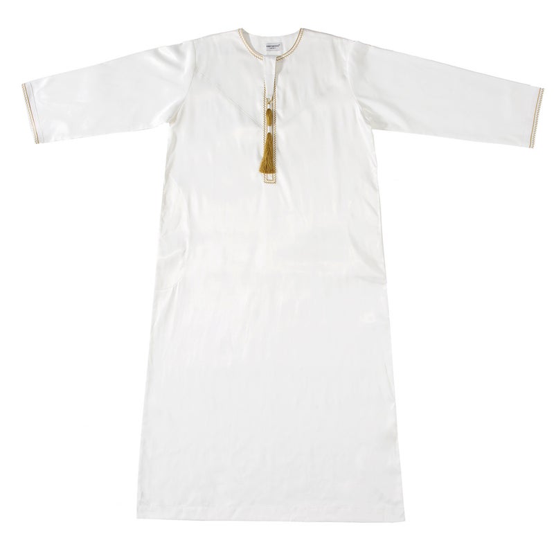 Men's Embroidered Ethnic Long Gown with Tassel Detail and Long Sleeves - Image 2