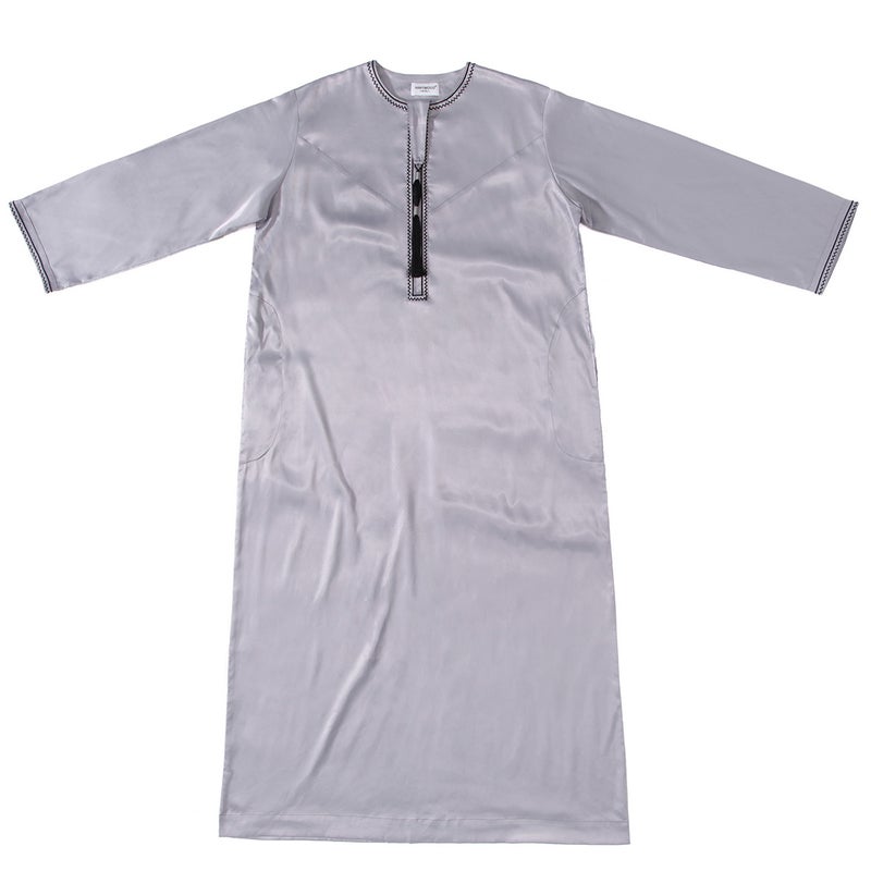 Men's Embroidered Ethnic Long Gown with Tassel Detail and Long Sleeves - Image 5