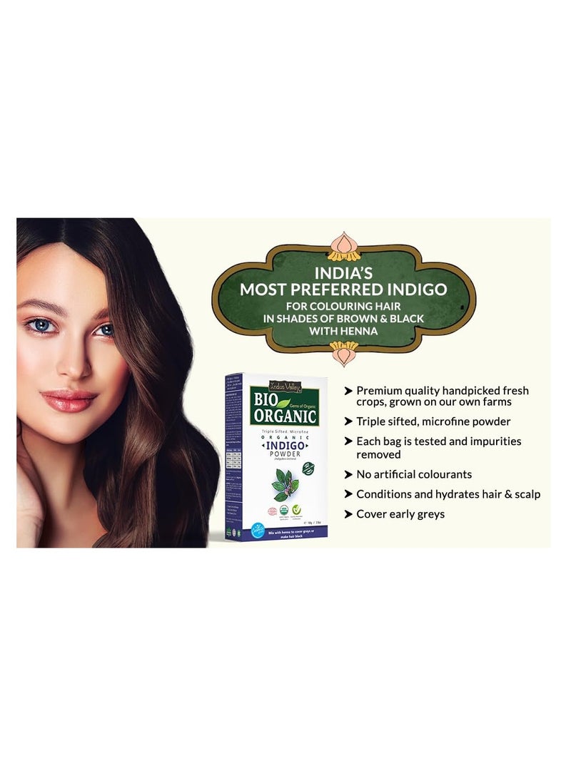 Indus Valley Bio Organic 100% Pure Indigo Powder Color for Natural Hair Dyeing Organic Indigo Powder Without Preservatives & Dyes Protects Hair - Image 4