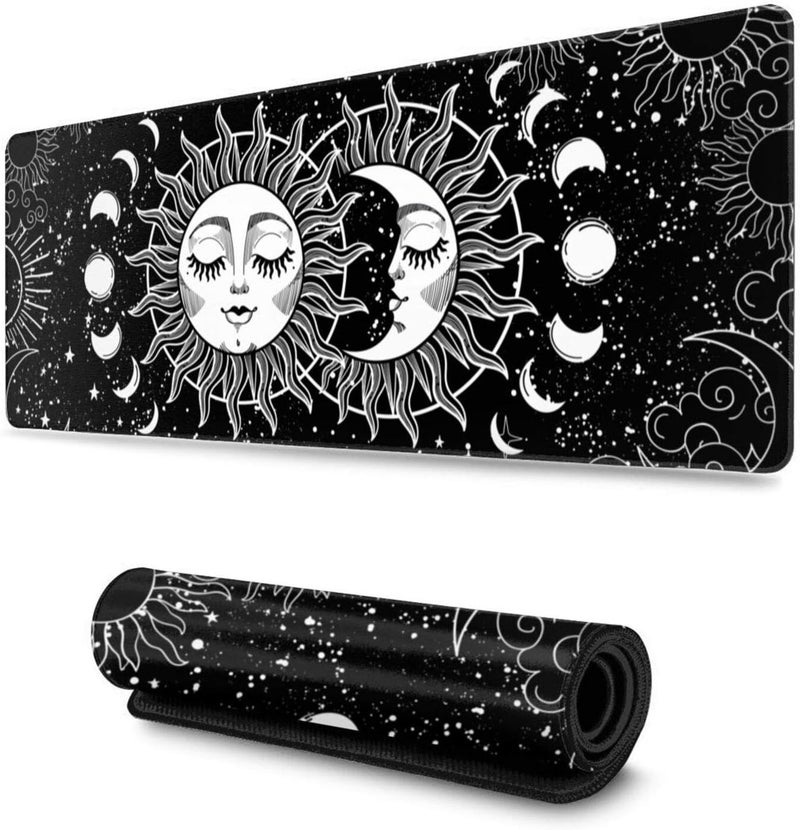 YISHOW Gaming Mouse Pad Extra Large Astrology Moon and Sun Extended Large Mouse Mat Long Desk Mat with Stitched Edges 80x30cm - Image 1