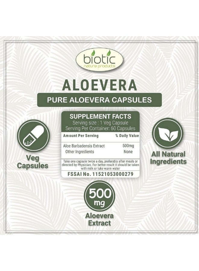 Biotic كبسولات البيوتيك من الألوة فيرا (ألوه باربادنسيس) كبسولة مستخلص الألوة فيرا 500 ملغ - 60 كبسولة نباتية - Image 4