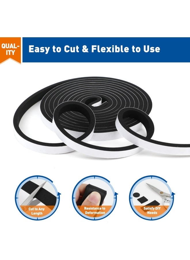 MAGZO Weather Stripping Door Seal, 1/2 Inch Wide X 1/4 Inch Thick Adhesive Foam Tape Soundproof Weatherstripping for Windows, 2 Rolls Total 26FT Black - Image 4