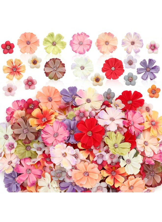 JOLYEAK 150pcs Faux Flower Heads,Mini Fake Heads Flowers,Small Silk Daisy Flowers Artificial for DIY Wedding Birthday Party Wreath Decoration - Image 1