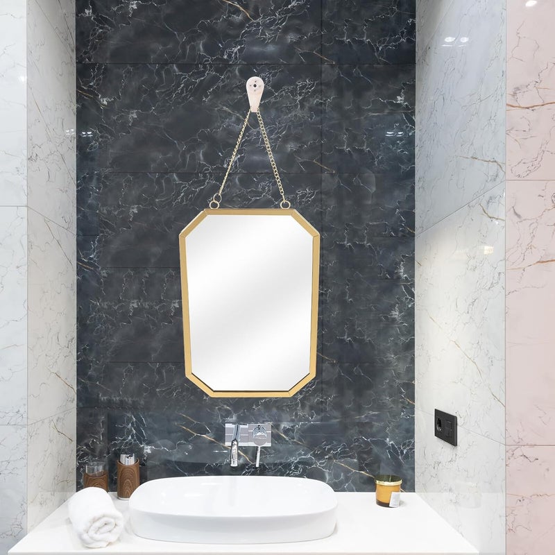 Octagonal Wall-Mounted Mirror Nordic Style Minimalist Chic Makeup Pendant for Bathroom Bedroom Home Unique Artistic Design for Vanity and Photo Props - Image 3