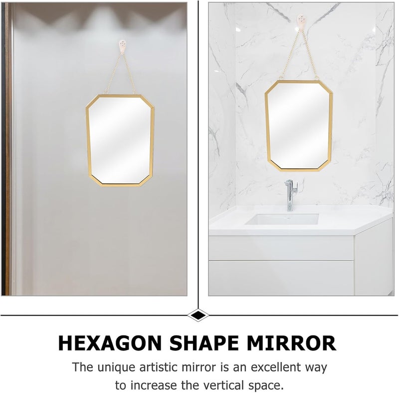 Octagonal Wall-Mounted Mirror Nordic Style Minimalist Chic Makeup Pendant for Bathroom Bedroom Home Unique Artistic Design for Vanity and Photo Props - Image 5