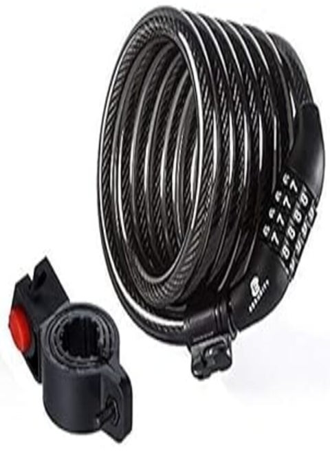 ETRONIC Security Lock M7 Self Coiling Resettable Combination Cable Lock, 6-Feet x 1/2-Inch