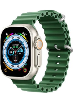 ELTRAZONE UCHUANG for Apple Watch Band Strap 42mm 44mm 45mm 49mm Ocean Soft Silicone Wristband Sport Replacement Bands with Adjustable Stainless Steel Buckle for iWatch Ultra Series 8 7 SE 6 5 4 3 2 1（Green）  - Image 1