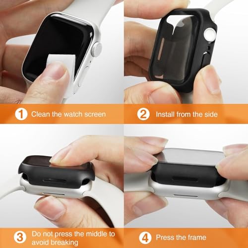 OJOS Screen Protector Case Compatible for Apple Watch Series 10 46mm, Ultra-Thin Overall Protective Cover for Apple Watch 10 46mm Tempered Glass Hard PC- Black - Image 5