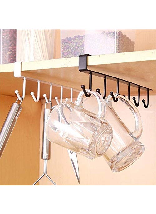 Zollyss Zollyss Multifunctional 6 Metal Door Organiser Hook Hanger Metal 6 Pin Nail Free Rack Wall Hanger Multicolor Pack of 2  - Image 1