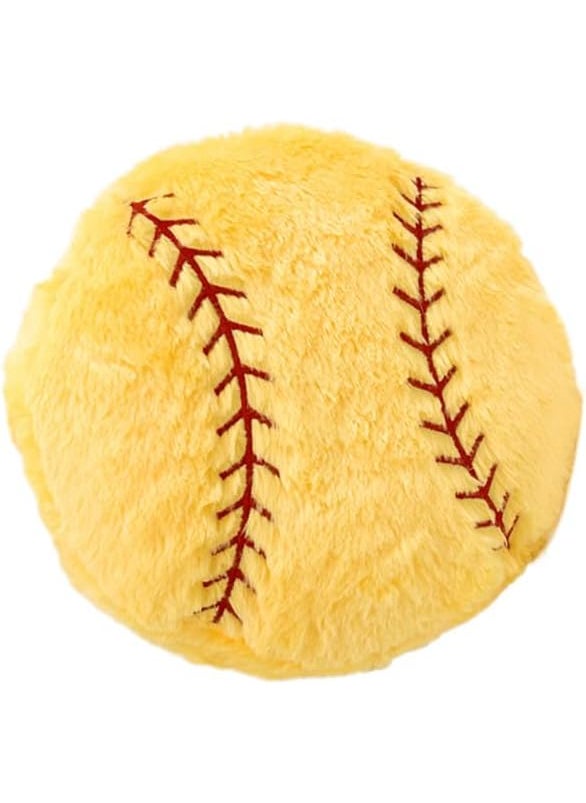XIAOHONG XIAOHONG Baseball Pillow  Fluffy Plush Throw Pillow Soft Stuffed Toy Durable Round Shaped Sport Toy Gift for Kids Room Decor Yellow 