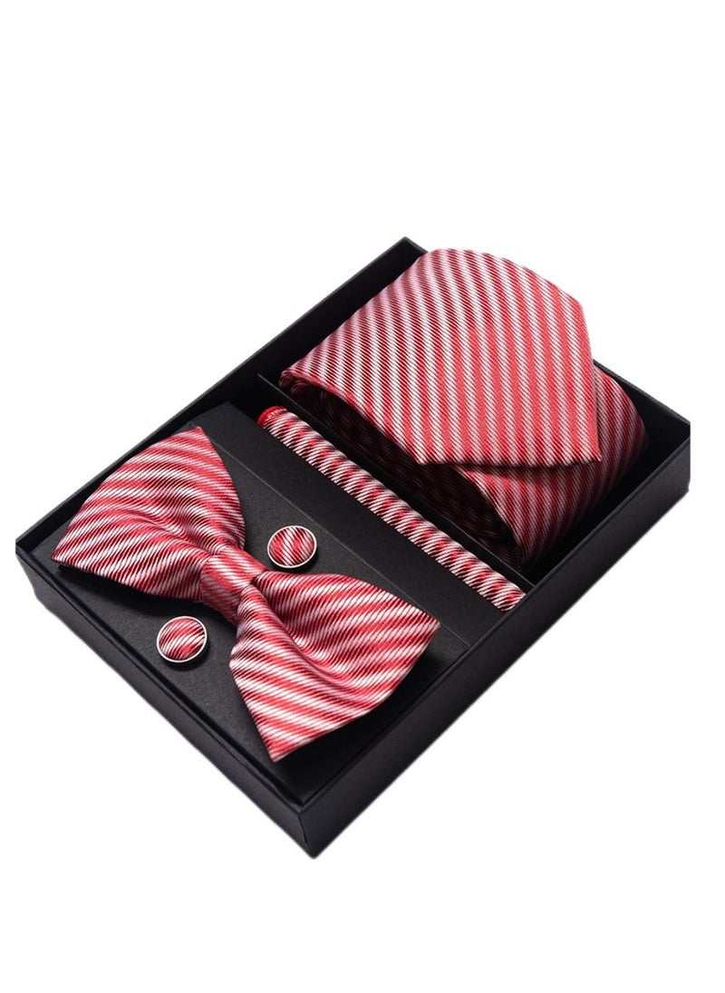 Generic - 5 pcs high-end tie for men business professional formal tie bow tie cufflinks square scarf fashion accessories gift box - Image 1