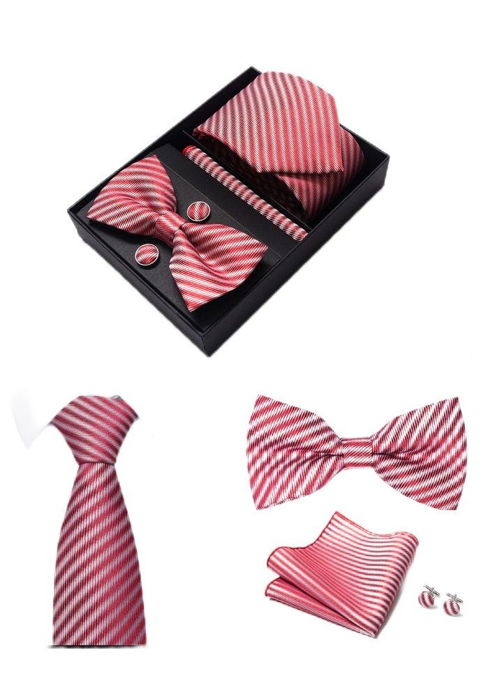 Generic - 5 pcs high-end tie for men business professional formal tie bow tie cufflinks square scarf fashion accessories gift box - Image 1