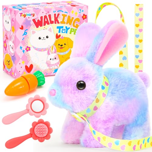 Tagitary Easter Bunny Plush Toys Hopping Easter Stuffed Bunny with SoundsWiggling EarsJumpingTwitching Mouth and NoseEaster Basket Stuffer Decor School Prize Birthday Gift for Kids - Image 1