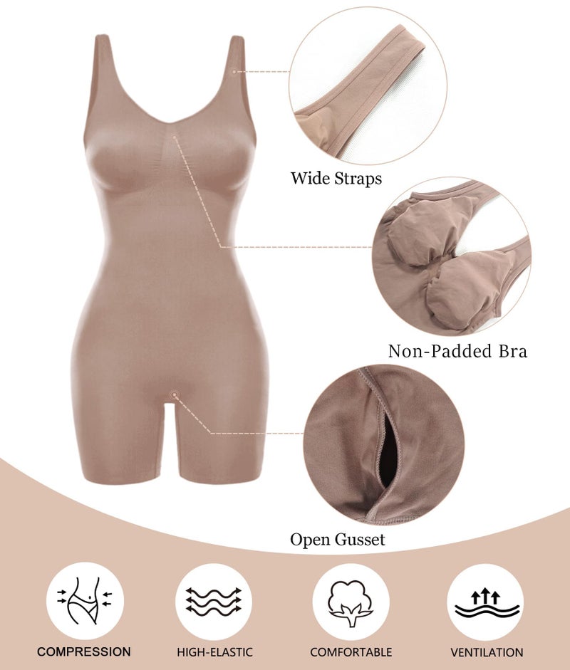 SHAPERX Women's Shaping Mid-Thigh Bodysuit Tummy Control Shapewear Seamless Full Body Shaper,SZ5310-Sienna-2XL/3XL - Image 5