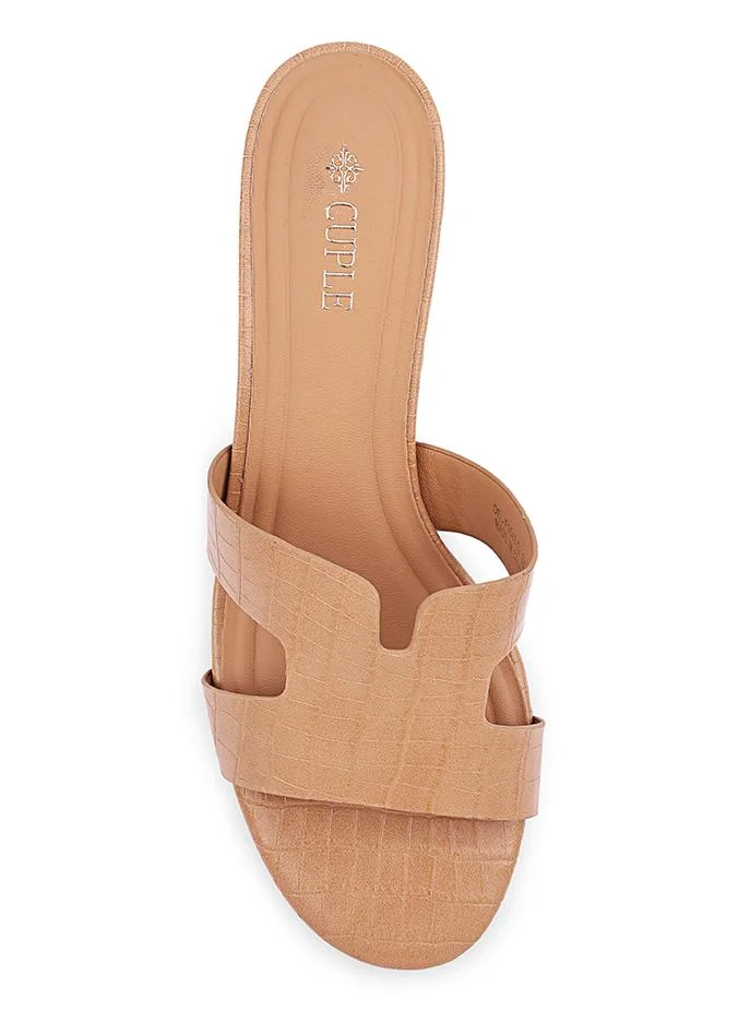Cuple Maroon Cuple Cutout Strap Block Heel Sandals for Women | Best Price UAE
