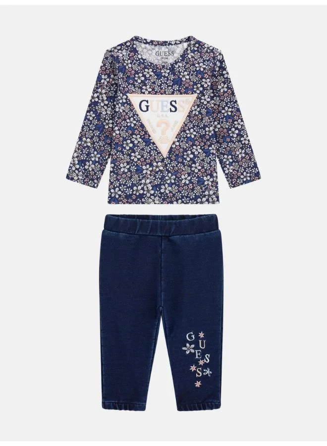 GUESS Kids Crew Neck T-Shirt and Denim Pant Sets