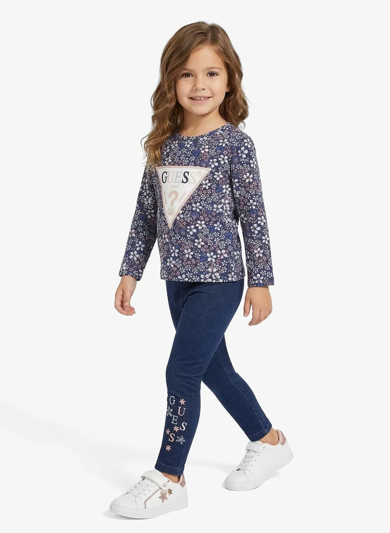 GUESS Kids Crew Neck T-Shirt and Denim Pant Sets