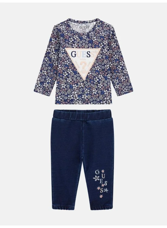GUESS Kids Crew Neck T-Shirt and Denim Pant Sets