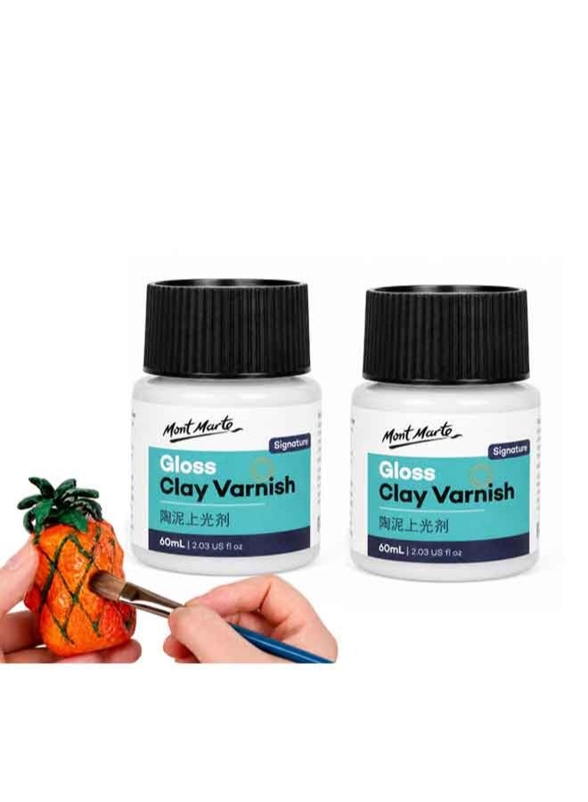 Mont Marte Gloss Clay Varnish – Water-Based Protective Sealant for Clay Art & Crafts, 60ml＋60ml - Image 1