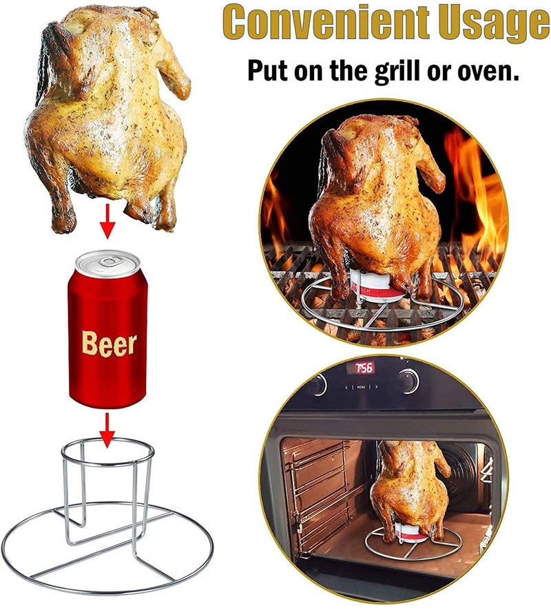 RTT Beer Can Chicken Holder -2 pcs for Grill Oven Smoker Sturdy Stainless Steel Beer Butt Chicken Holder for Whole Chicken Roaster Easy to Use and Clean Chicken Rack for Tender and Juicy Chicken Turkey - Image 4