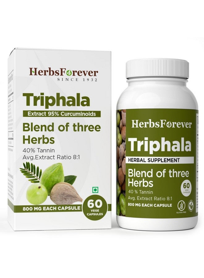 Herbsforever كبسولات هيربزفوريفر تريبيلا بنسبة استخراج (8:1) 40% أملاء، هاريتاكي وبيبيتاكي للتخلص اليومي من السموم، التنظيف، وتجديد النشاط 60 كبسولة نباتية - Image 1