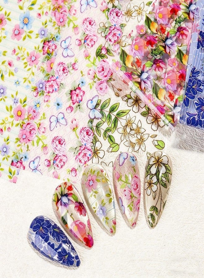 SIMAYKUWA 10 Rolls Nail Foil Transfer, Colorful Flower Nail Stickers Transfer Sheets Floral Prints Decals Rose Flower Decoration Manicure Wraps - Image 2