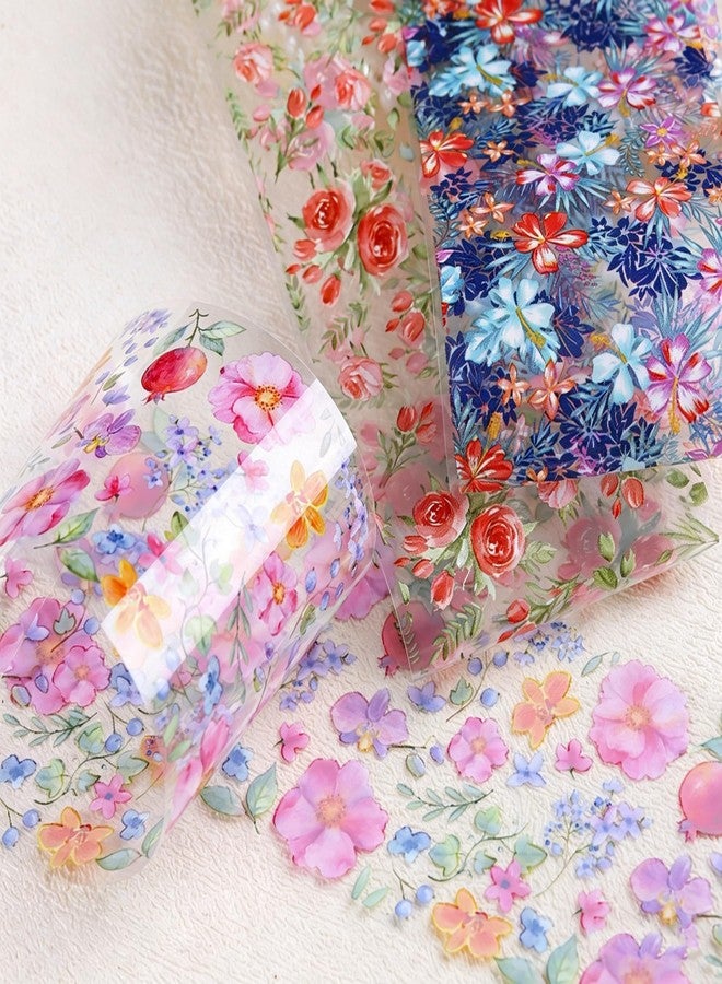 SIMAYKUWA 10 Rolls Nail Foil Transfer, Colorful Flower Nail Stickers Transfer Sheets Floral Prints Decals Rose Flower Decoration Manicure Wraps - Image 4