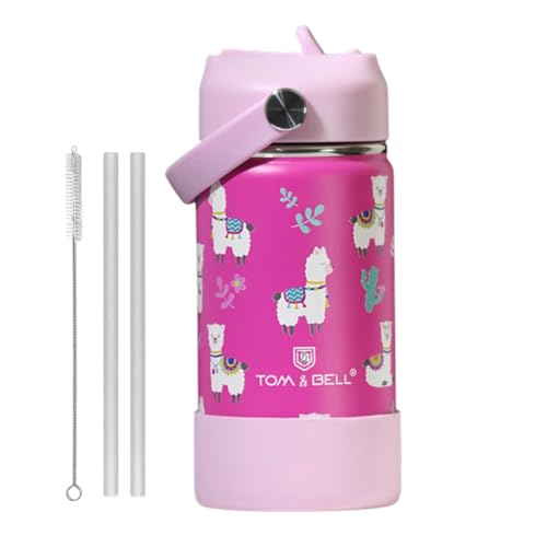 TOM  BELL TOM & BELL Insulated Water Bottle for Kids 350ml,Double Wall Water Bottle for School, Sipper Bottle,Hot and Cold, Premium 304 Stainless Steel, with silicon bottom sleeve(Alpaca350, 350 ml) - Image 1