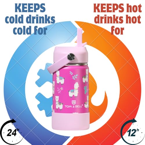TOM  BELL TOM & BELL Insulated Water Bottle for Kids 350ml,Double Wall Water Bottle for School, Sipper Bottle,Hot and Cold, Premium 304 Stainless Steel, with silicon bottom sleeve(Alpaca350, 350 ml) - Image 3