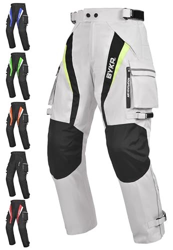 BYKR Motorcycle Pants for Men Women Armored Cordura Overpants Enduro ATV Dual Sports Motocross Cargo Touring Adventure Pant 34WX34L Silver - Image 1