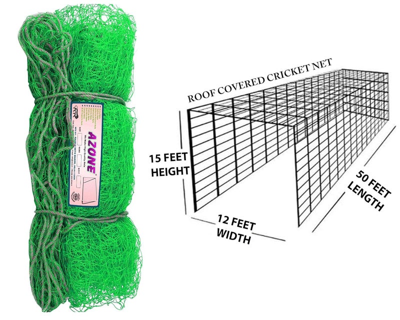 A-Zone 50x15x12 Feet(2310 Square Feet) Roof Cover Nylon Practice Cricket Net (Green) - Image 4