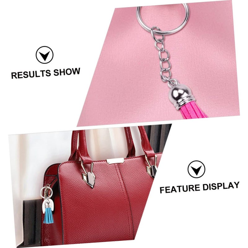 DIY Leather Tassel Keychain Accessories 50 Sets with Open Rings Random Color for Crafting Bags Phones - Image 5