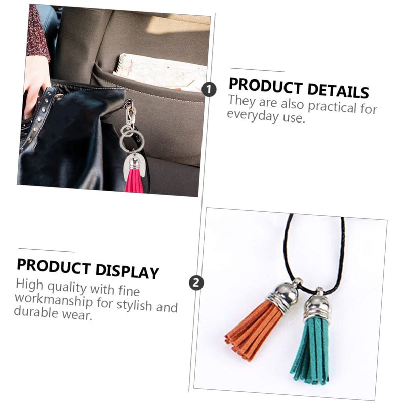 DIY Leather Tassel Keychain Accessories 50 Sets with Open Rings Random Color for Crafting Bags Phones - Image 3