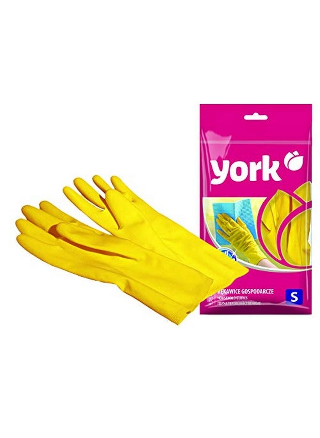 YORK Household Reusable Rubber Hand Gloves, Stretchable Gloves For Dishwashing, Gardening, Cleaning Washing, Painting, White Wash, Skin-Friendly Reusable And Kitchen Garden (Yellow, Pack Of 3 Pair)  - Image 1