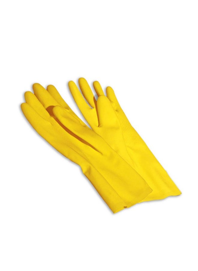 YORK Household Reusable Rubber Hand Gloves, Stretchable Gloves For Dishwashing, Gardening, Cleaning Washing, Painting, White Wash, Skin-Friendly Reusable And Kitchen Garden (Yellow, Pack Of 3 Pair)  - Image 2