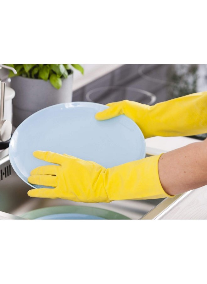YORK Household Reusable Rubber Hand Gloves, Stretchable Gloves For Dishwashing, Gardening, Cleaning Washing, Painting, White Wash, Skin-Friendly Reusable And Kitchen Garden (Yellow, Pack Of 3 Pair)  - Image 4