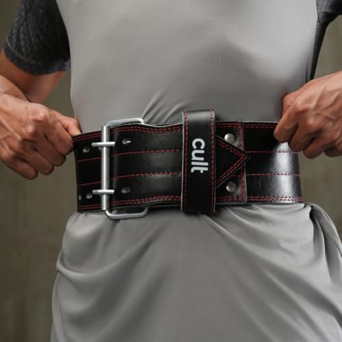 Cult Gym Belt Pro for Men and Women - Deadlift Belt for Workout, Weight Lifting, Powerlifting - Leather Exercise Belt for Back Support Black M - Image 2