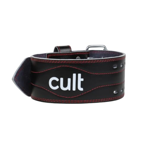 Cult Gym Belt Pro for Men and Women - Deadlift Belt for Workout, Weight Lifting, Powerlifting - Leather Exercise Belt for Back Support Black M - Image 1