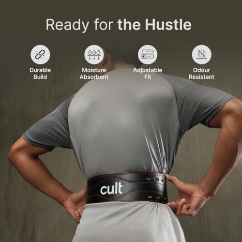 Cult Gym Belt Pro for Men and Women - Deadlift Belt for Workout, Weight Lifting, Powerlifting - Leather Exercise Belt for Back Support Black M - Image 3