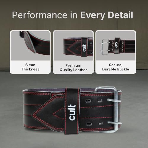 Cult Gym Belt Pro for Men and Women - Deadlift Belt for Workout, Weight Lifting, Powerlifting - Leather Exercise Belt for Back Support Black M - Image 4