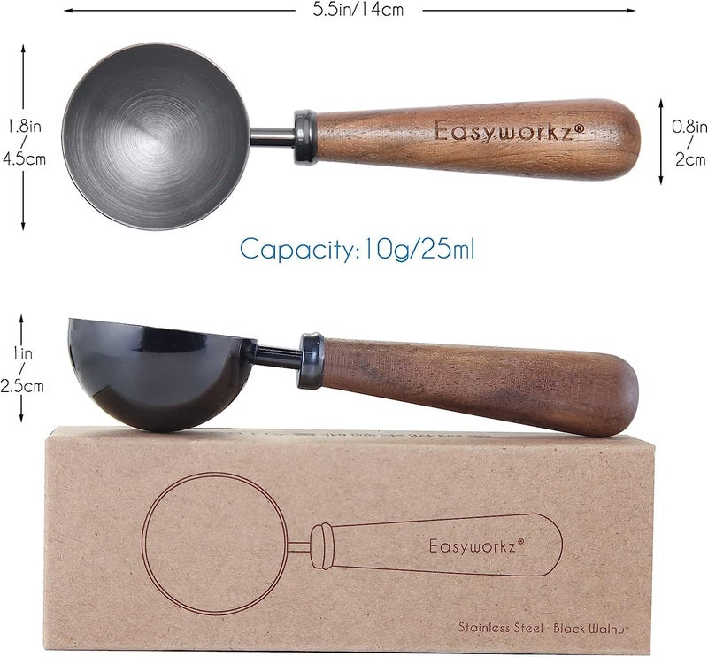 Easyworkz Retro Stainless Steel Coffee Spoon With Black Walnut Handle,10g - Measuring Spoon (Gunmetal) - Image 2