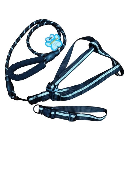 Dog Collar and Leash, Heavy Duty Paracord Rope Dog Training Collar and Leash, Soft to the Skin for Small, Medium and Large Dogs (Size L)