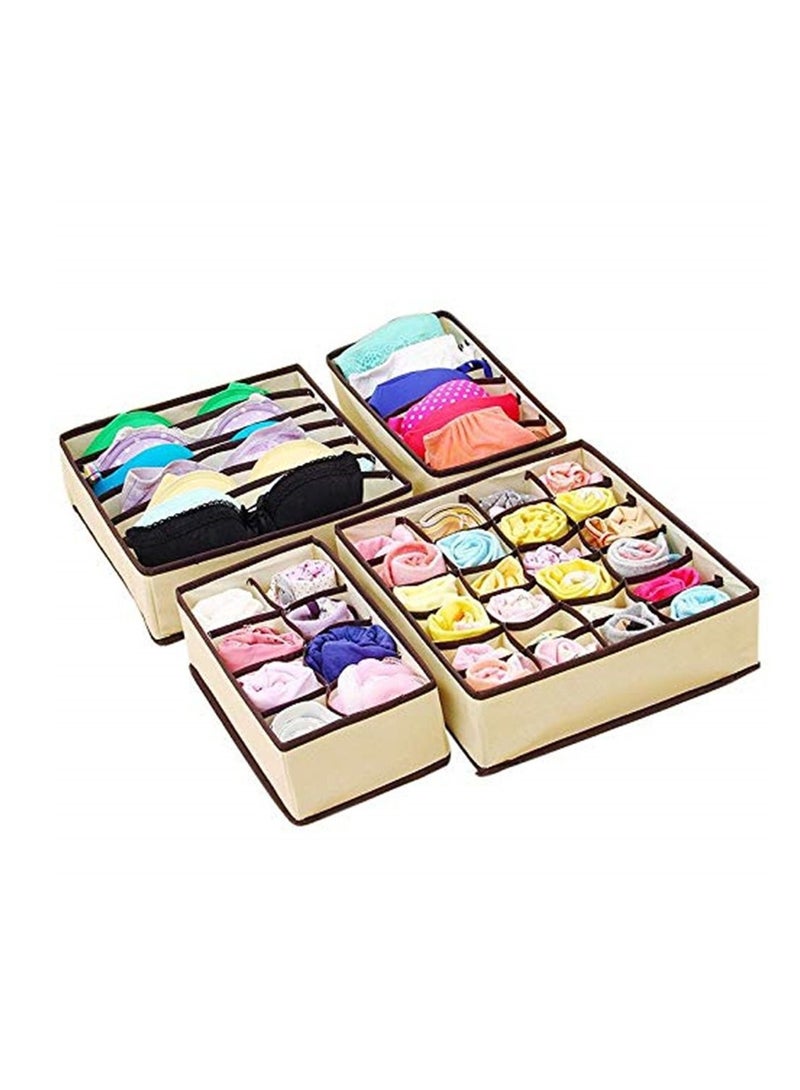 4 قطعة تحتوي على مربع من القماش غير المنسوجة الكرتون للطي ربطة عنق حمالة الصدر الجوارب الملابس الداخلية تحتوي على مربع ، مربع تخزين خزانة المنزل - Image 2