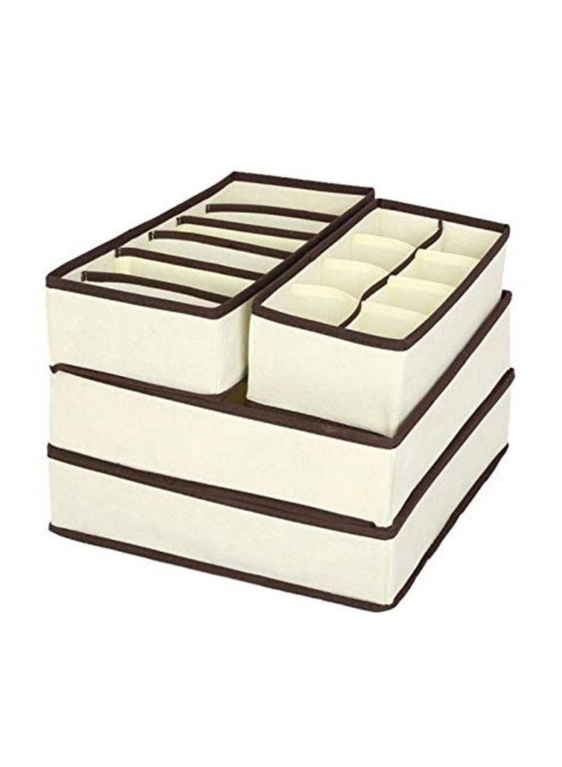 4 قطعة تحتوي على مربع من القماش غير المنسوجة الكرتون للطي ربطة عنق حمالة الصدر الجوارب الملابس الداخلية تحتوي على مربع ، مربع تخزين خزانة المنزل - Image 1