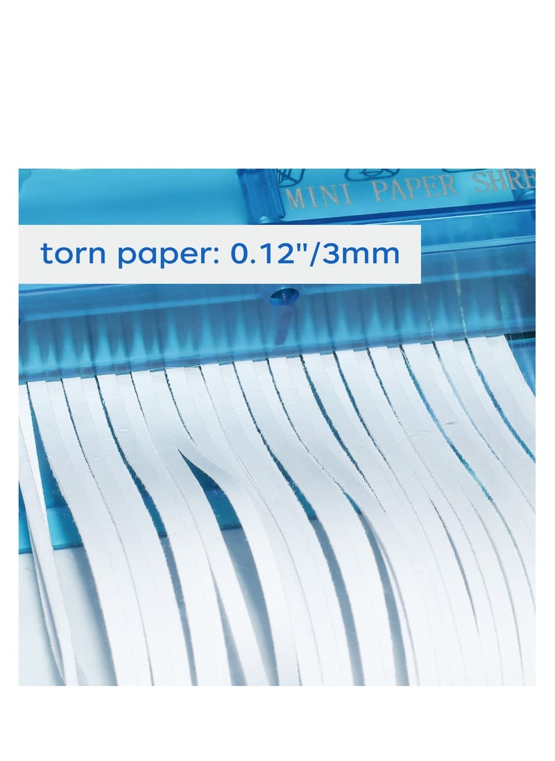 SYOSI - Mini Hand Shredder, Portable Paper Shredder Manual Shredder, Documents Paper Cutting Tool Home Office Desktop Stationery Birthday Gift, with 1L Transparent Plastic Window Bin (Blue) - Image 1