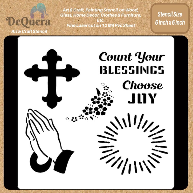 DeQuera Word Stencils for Christmas - Choose Joy - Word Stencils for Christmas - Christmas Stencils for Craft - Stencils for Christmas - Stencils in Christmas Shapes Size 6 x 6 Inch Pack of 1, DQL-335 - Image 1