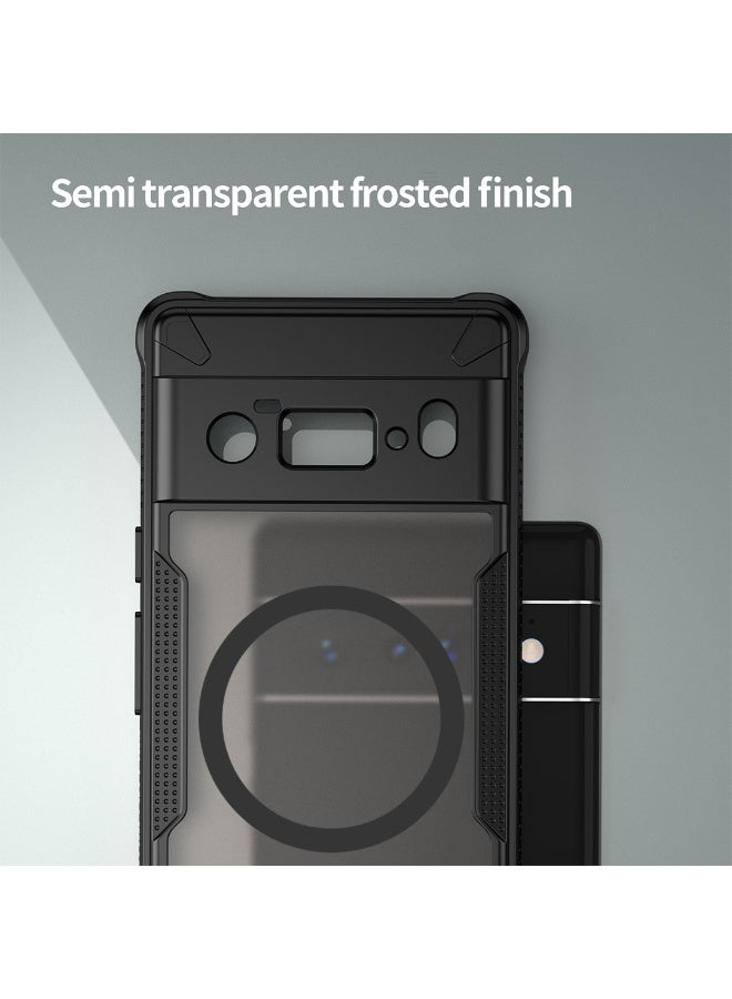 غطاء حمايه لهاتف جوجل بيكسل 6 برو جراب ارمور مغناطيسي ياتي بحواف مرتفعة حول الشاشة وعدسة الكاميرا تساعد على منع الخدوش - اسود - Image 4